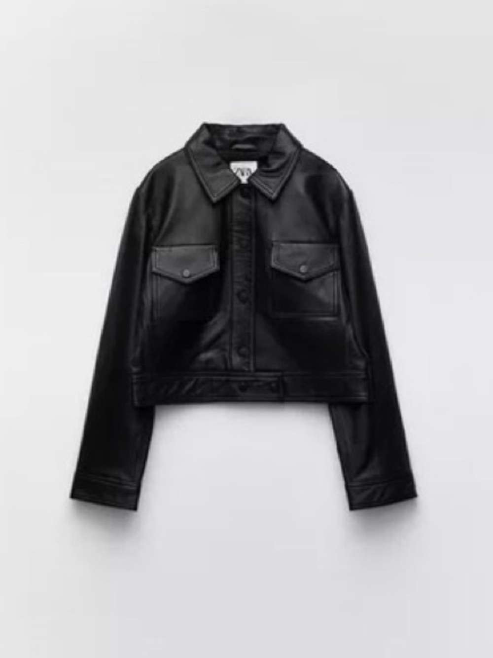 Zara Cropped Black Leather Jacket